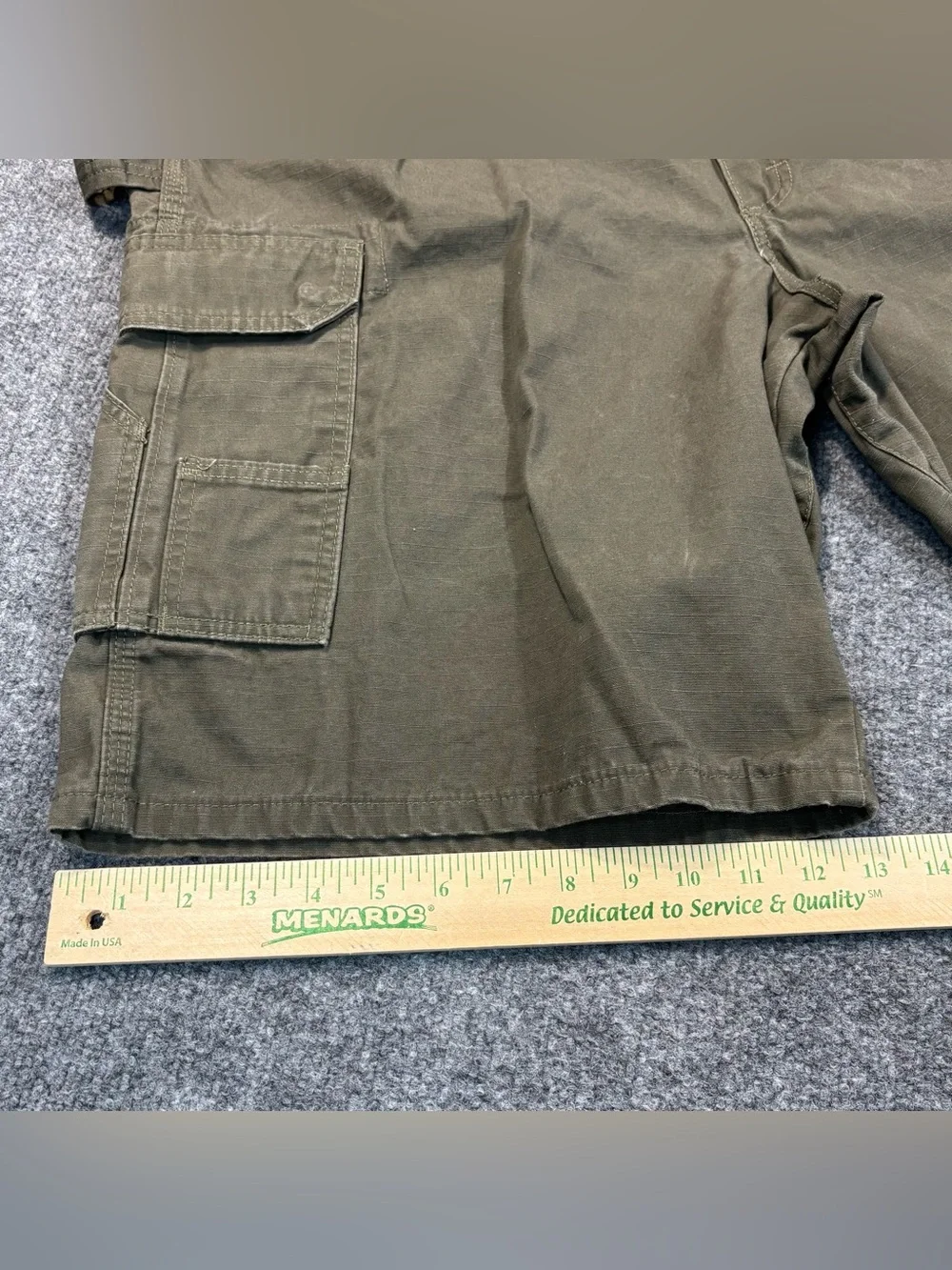 Wrangler RIGGS Workwear Carpenter Ripstop Shorts Mens 42 Green Canvas Cargo Duty